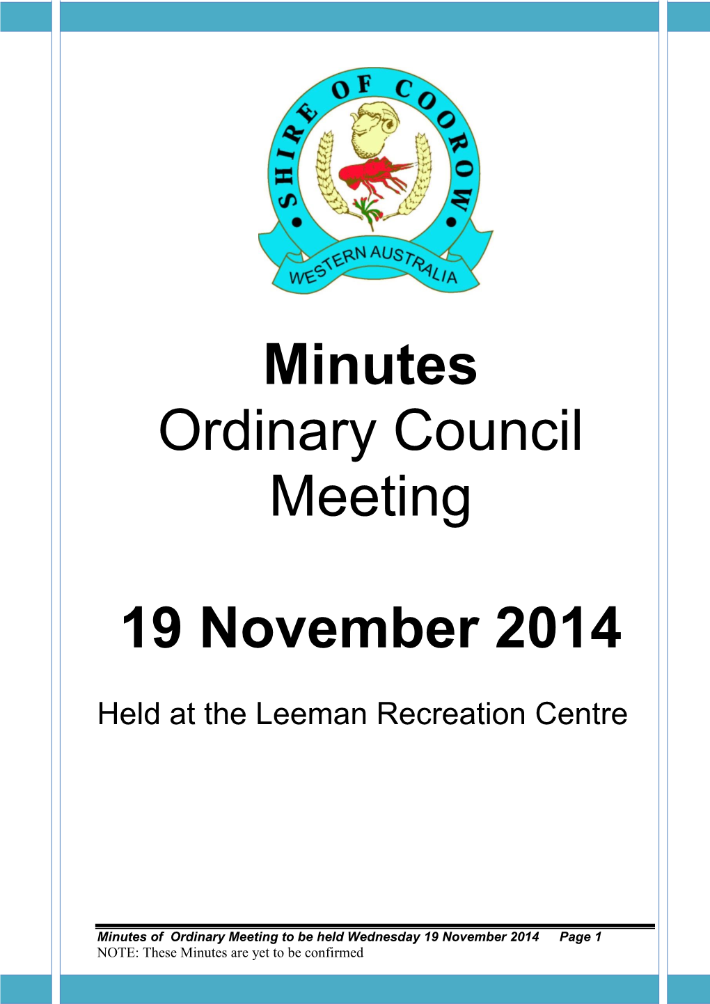 Minutes Ordinary Council Meeting 19 November 2014