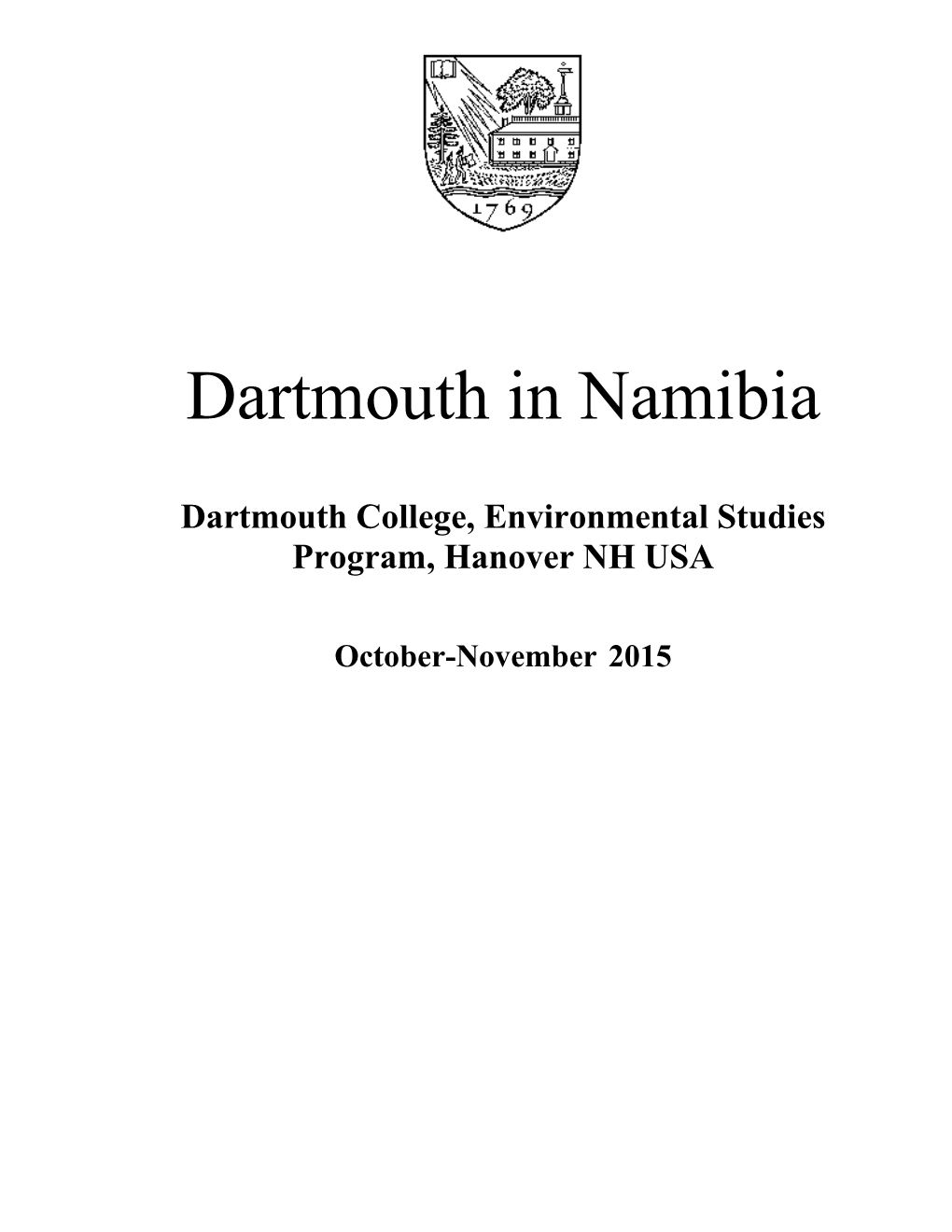 Dartmouth in Namibia ENVS 84 Final Reports 2015