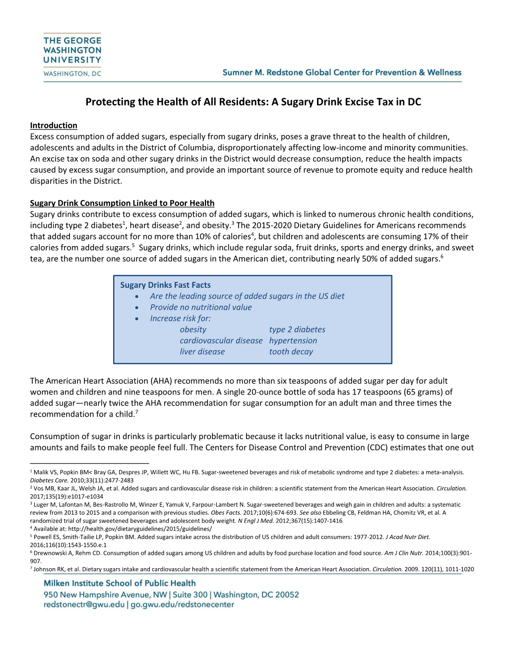 Protecting the Health of All Residents: a Sugary Drink Excise Tax in DC