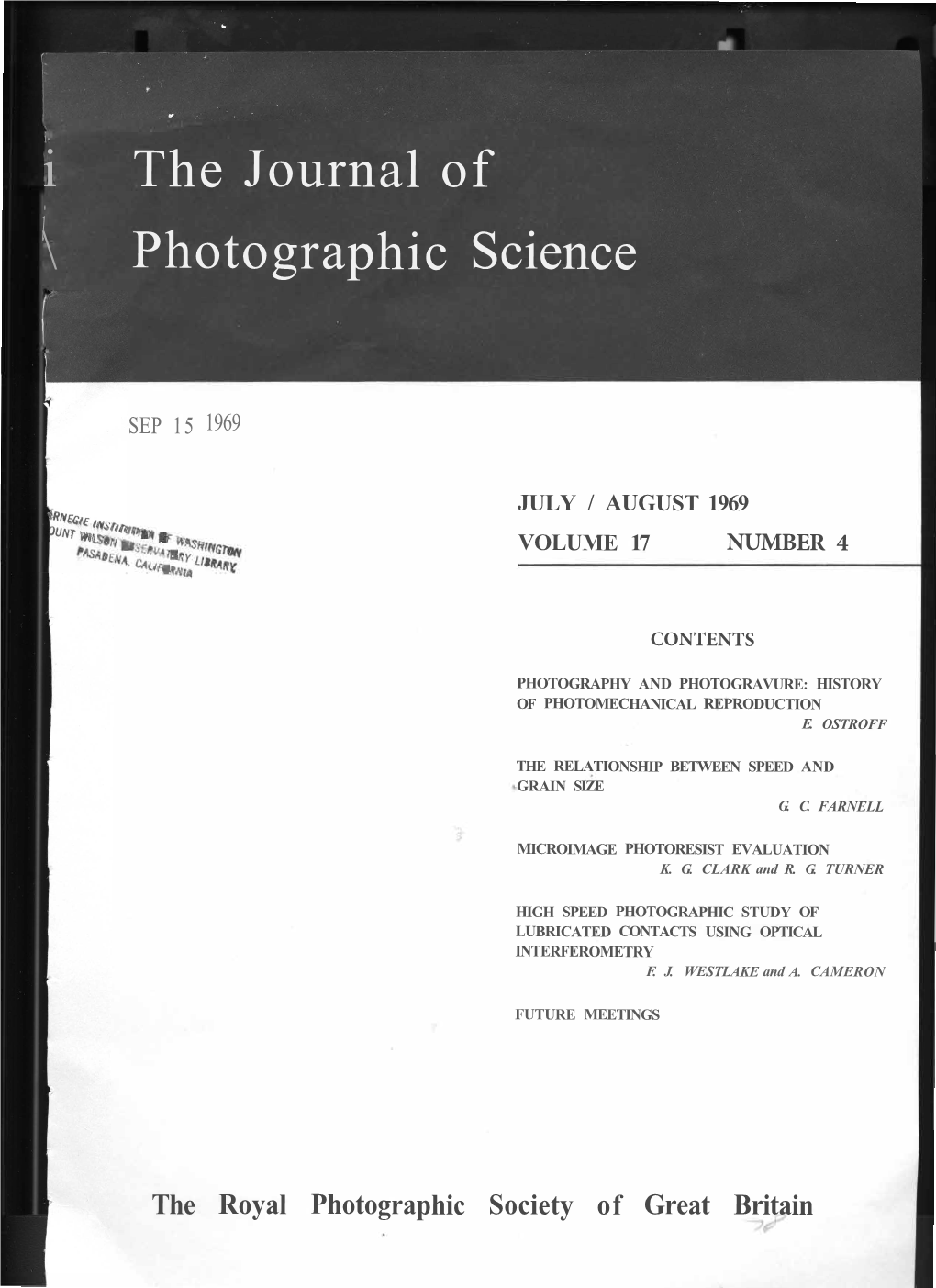 I the Journal of \ Photographic Science