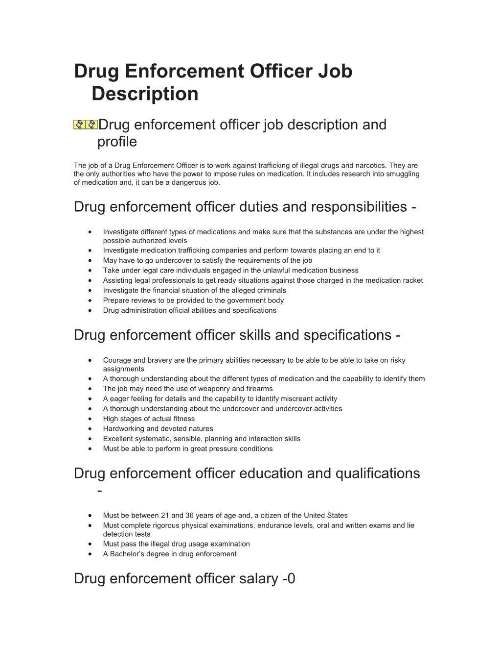 Drug Enforcement Officer Job Description