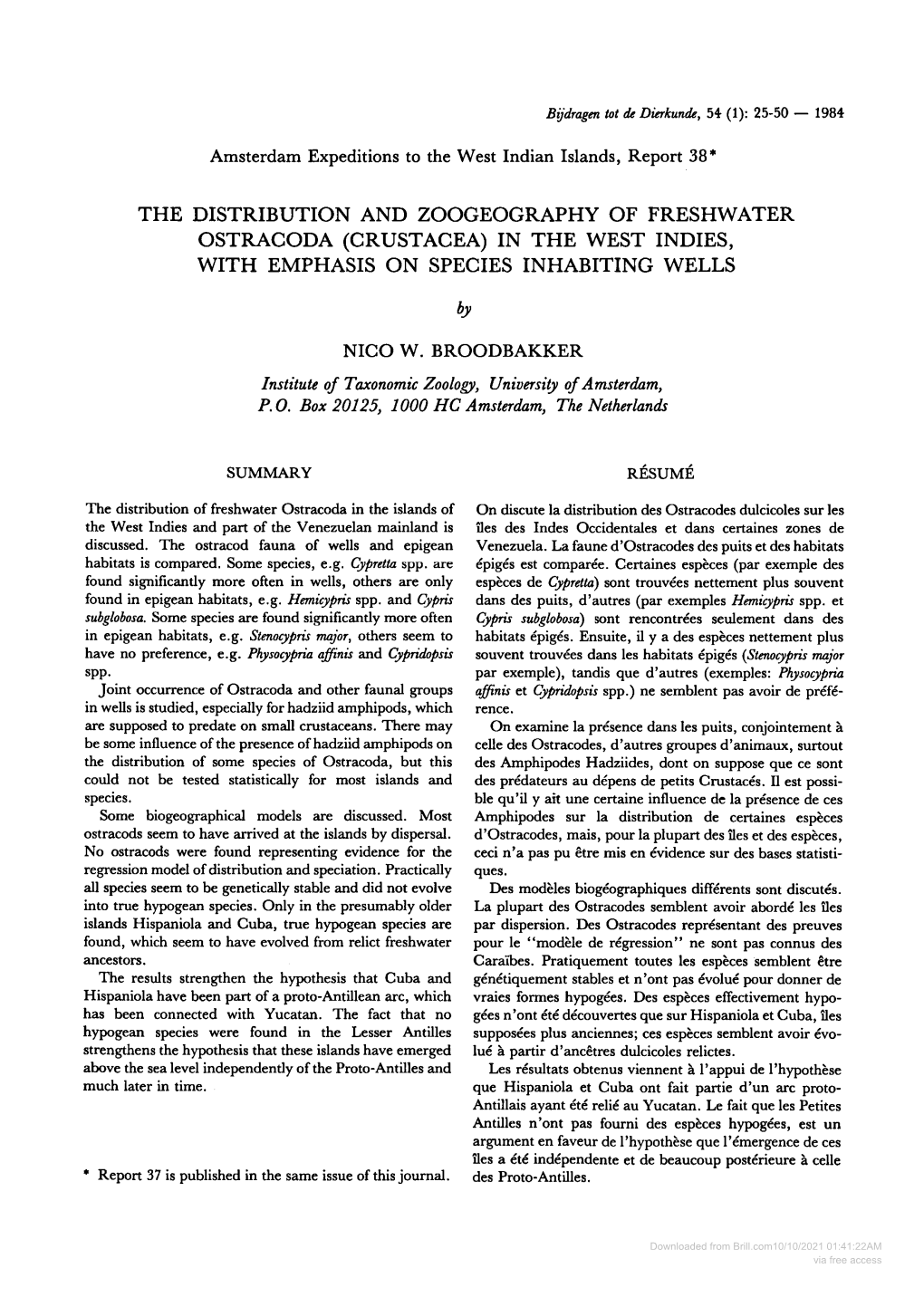 The Distribution and Zoogeography of Freshwater Ostracoda (Crustacea