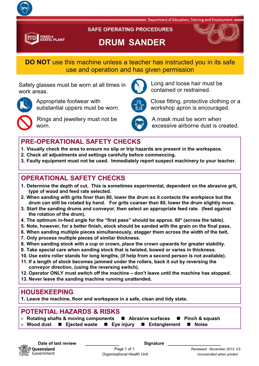 DETE - Safe Operating Procedure