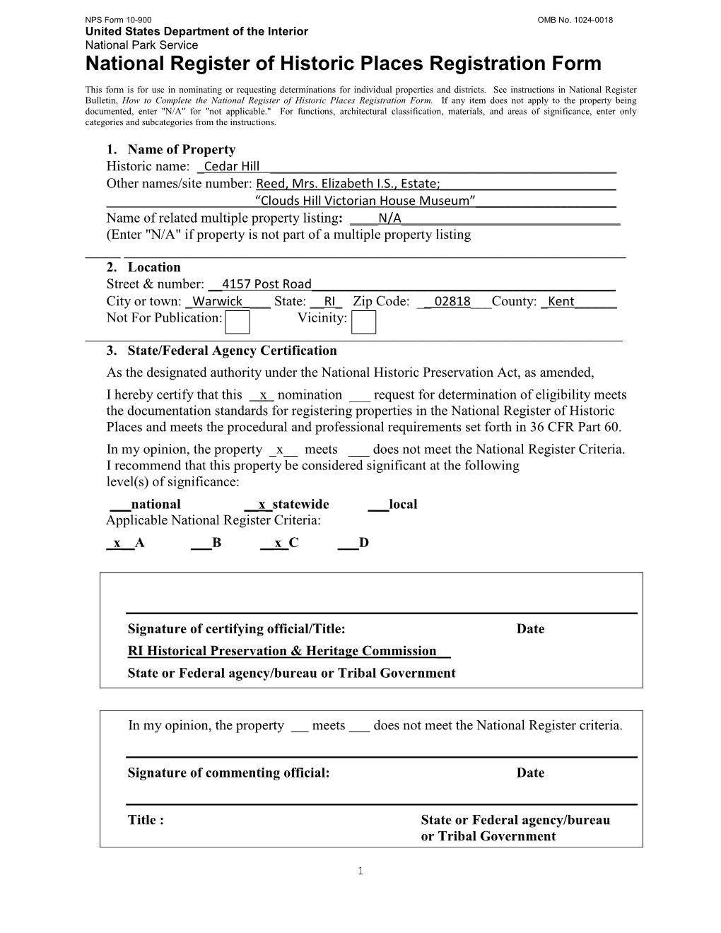 National Register of Historic Places Registration Form