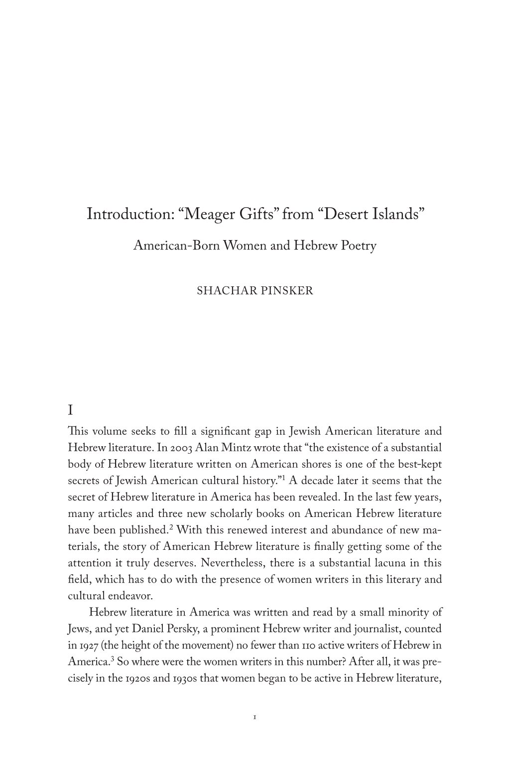 Introduction: “Meager Gifts” from “Desert Islands”