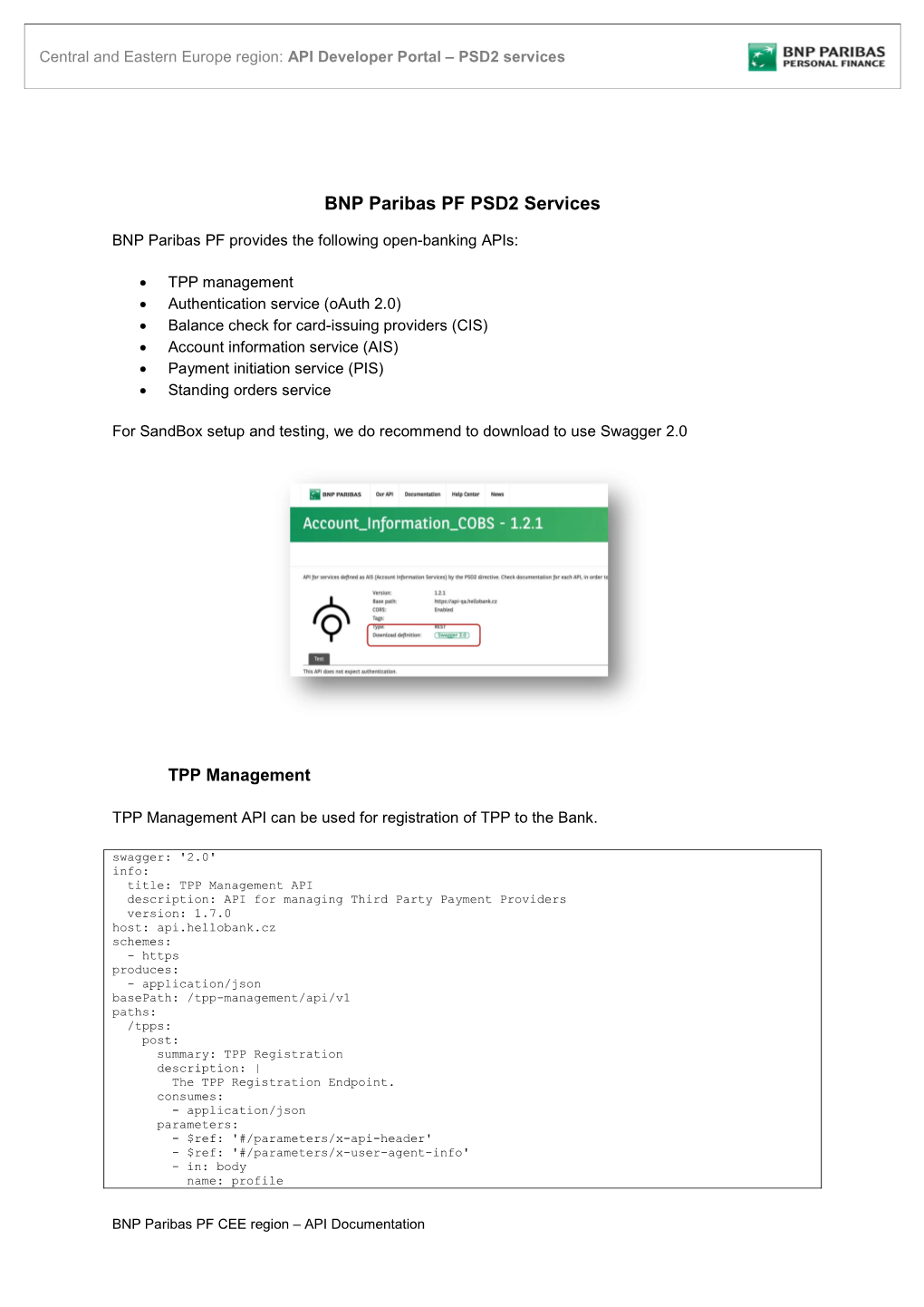 BNP Paribas PF PSD2 Services