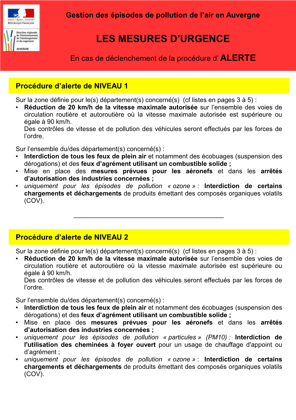 Les Mesures D'urgence