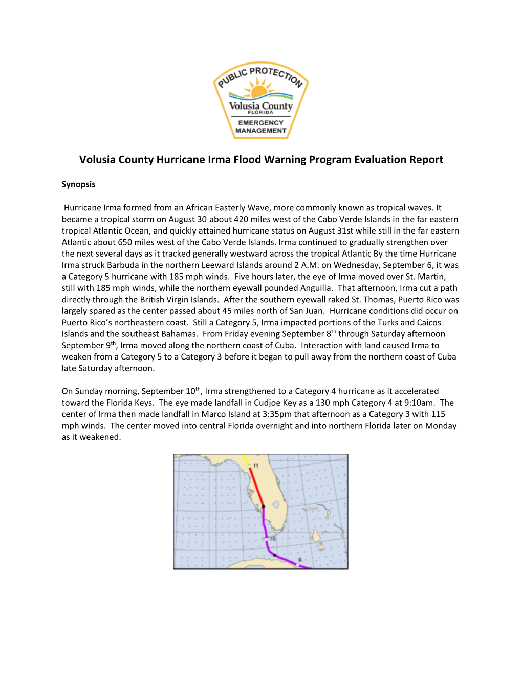 Volusia County Hurricane Irma Flood Warning Program Evaluation Report