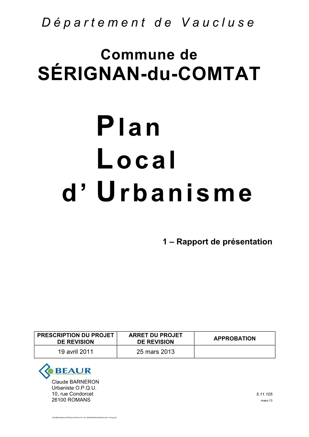 Plan Local D' Urbanisme