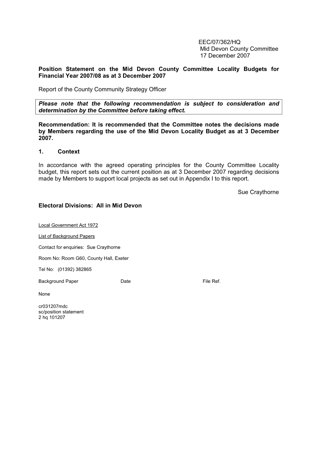 Cr031207mdc Position Statement Locality Budgets Mid Devon –