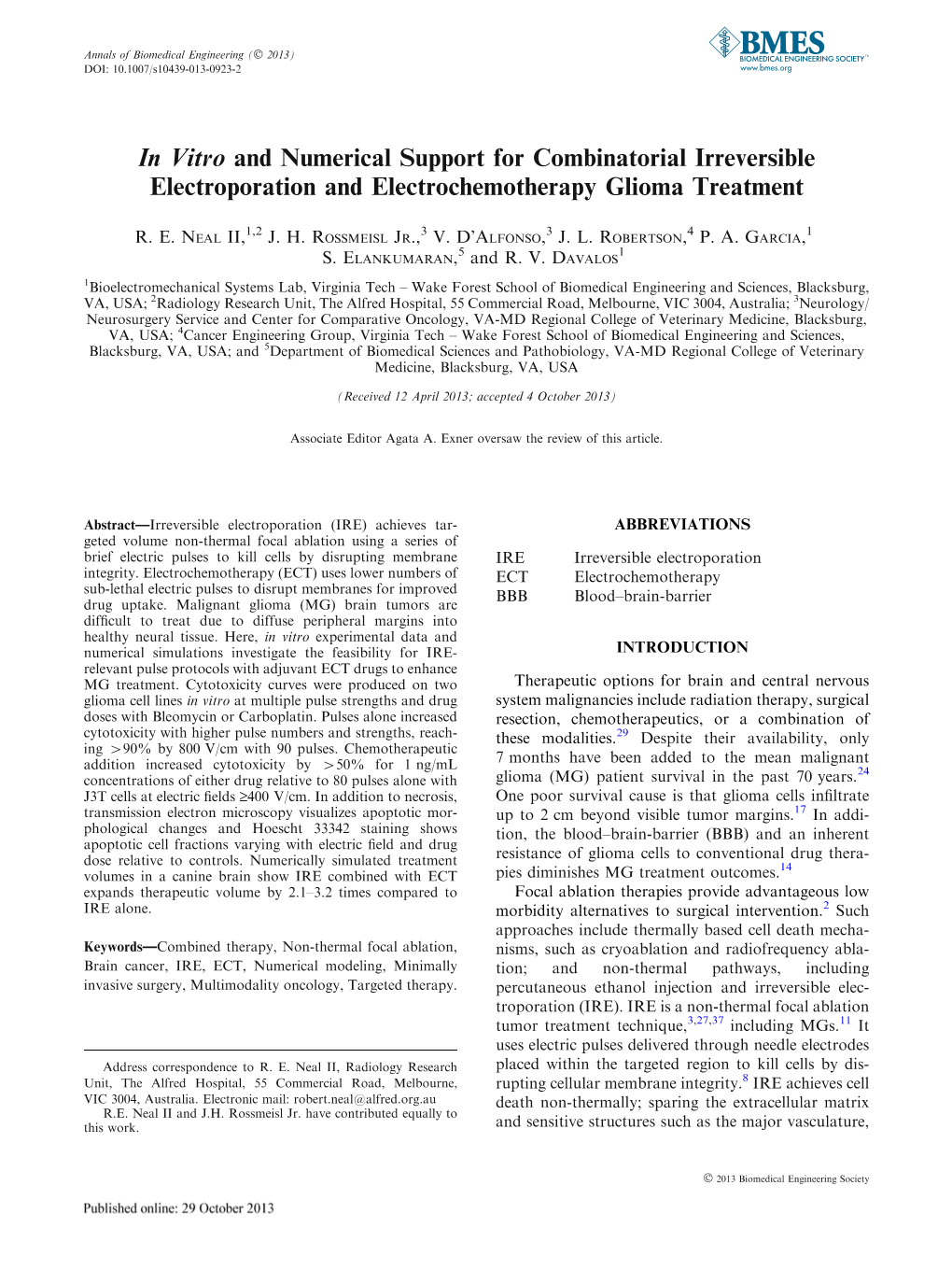 In Vitro and Numerical Support for Combinatorial Irreversible Electroporation and Electrochemotherapy Glioma Treatment