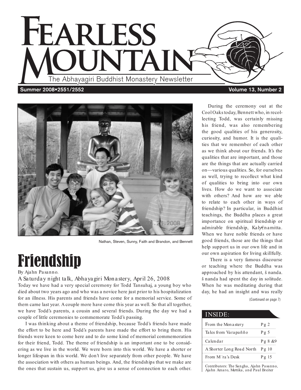 Newsletter, Summer 2008