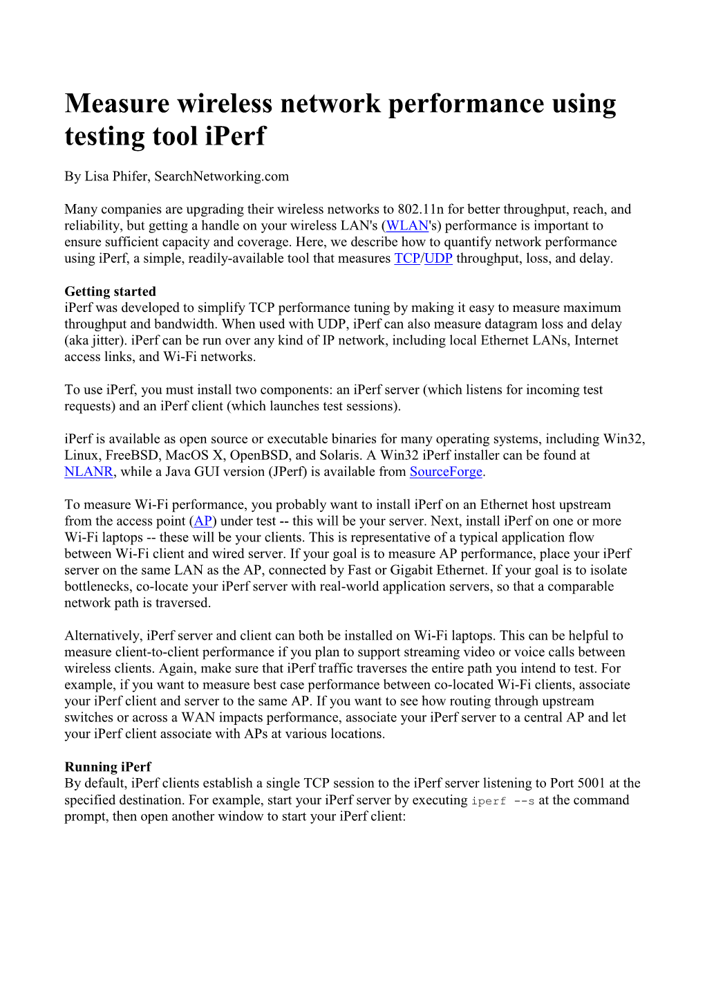 Measure Wireless Network Performance Using Testing Tool Iperf