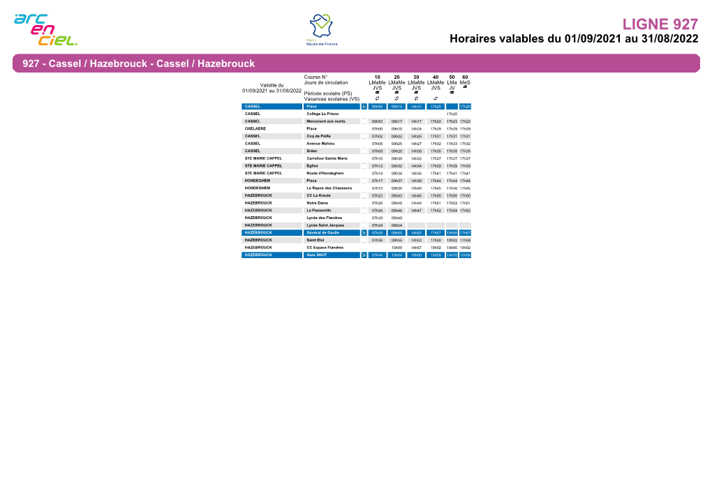 Horaires De La Ligne 927S