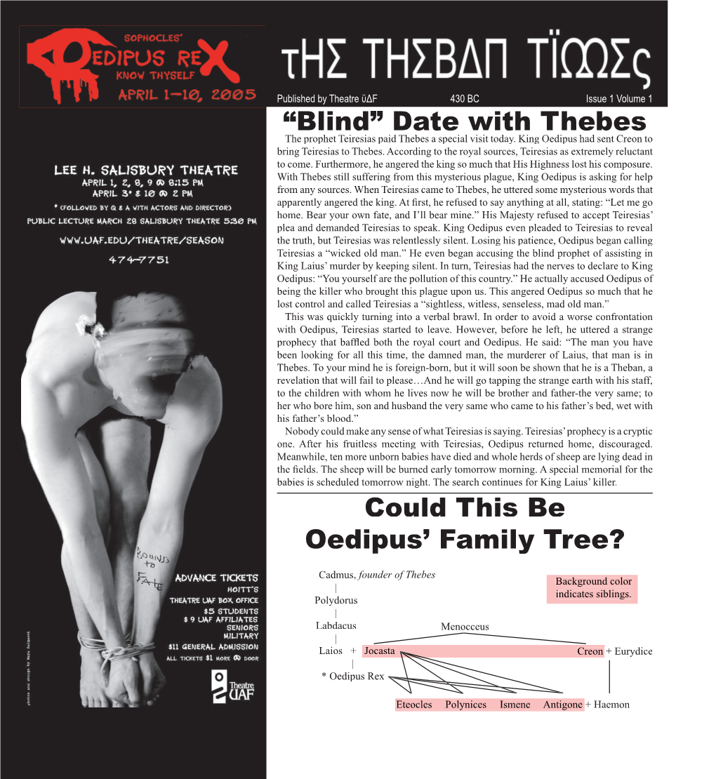 “Blind” Date with Thebes Could This Be Oedipus' Family Tree?