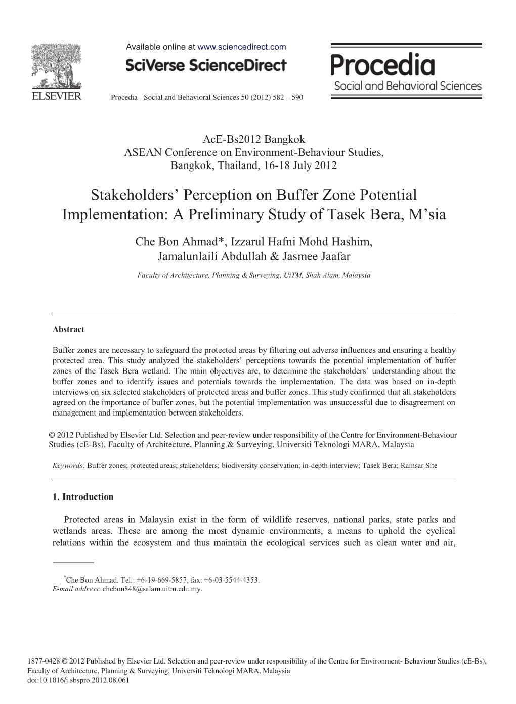 Stakeholders' Perception on Buffer Zone Potential