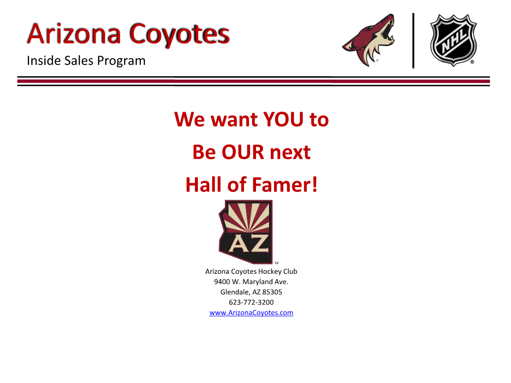 Arizona Coyotes Inside Sales Program