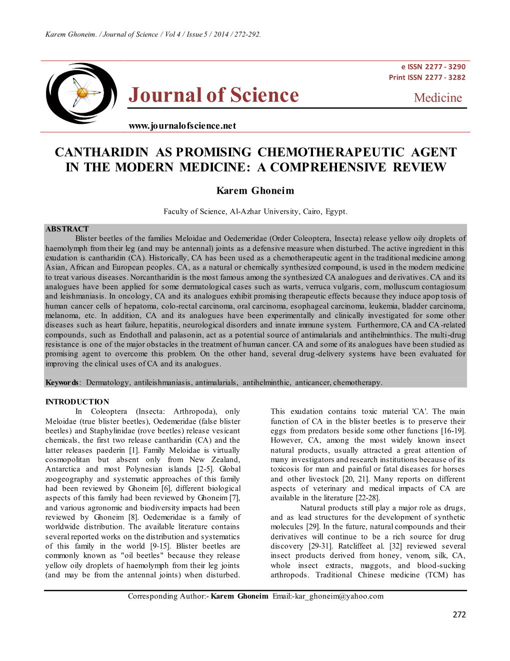 Cantharidin As Promising Chemotherapeutic Agent in the Modern Medicine: a Comprehensive Review