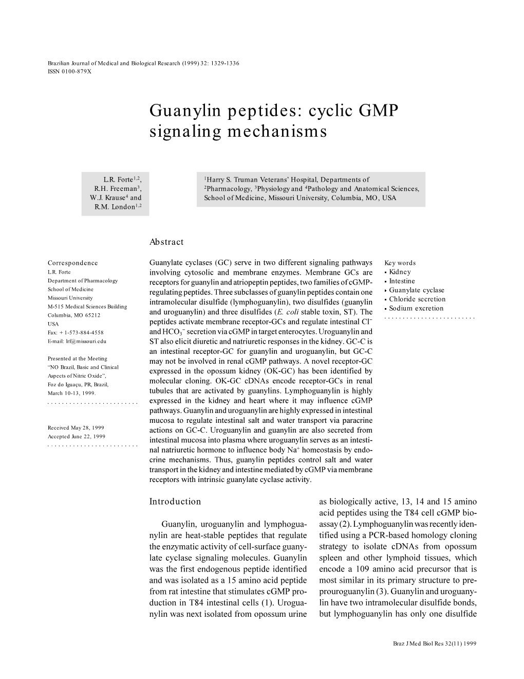 Guanylin Peptides and Cgmp 1329 ISSN 0100-879X