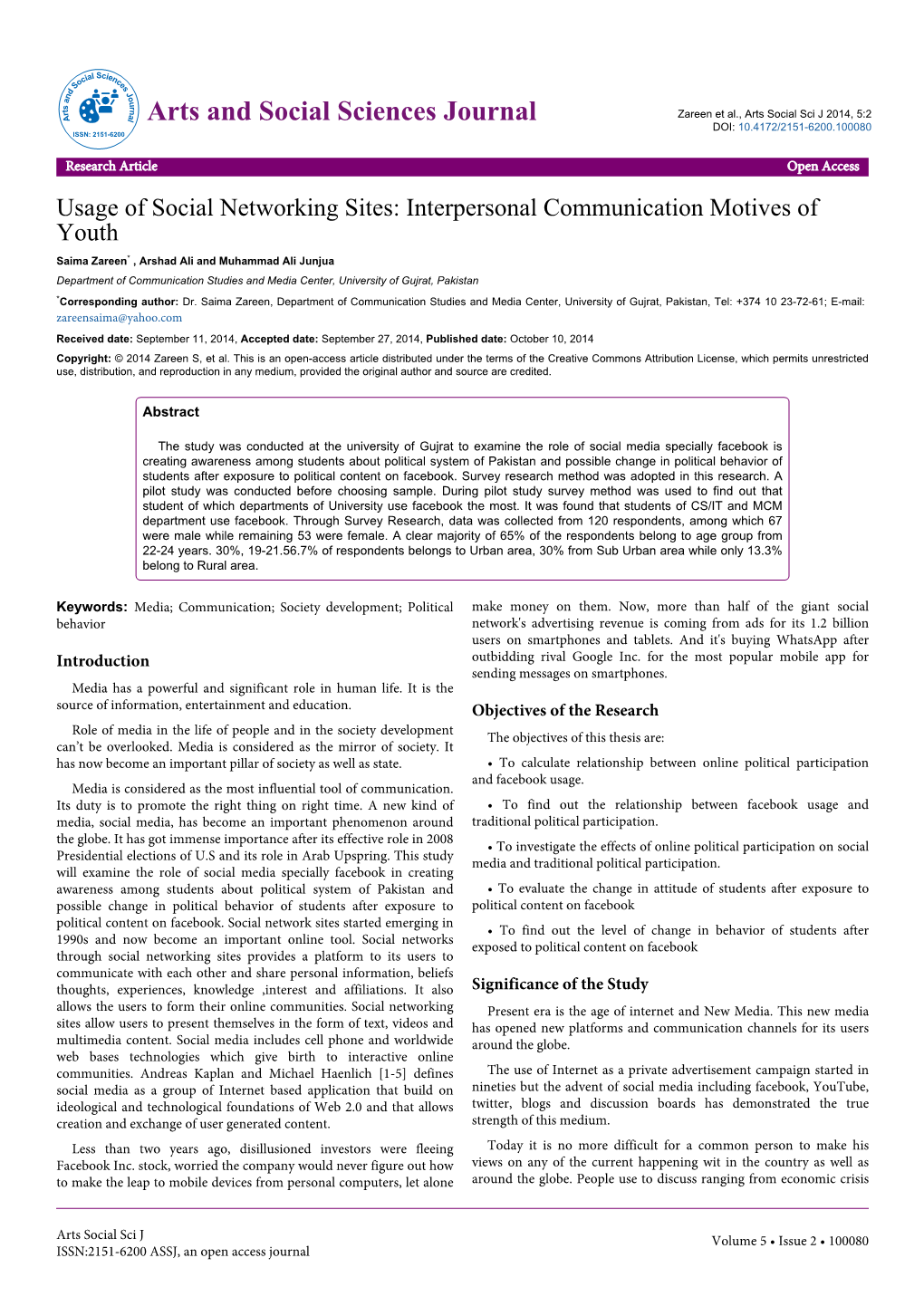 Usage of Social Networking Sites: Interpersonal Communication