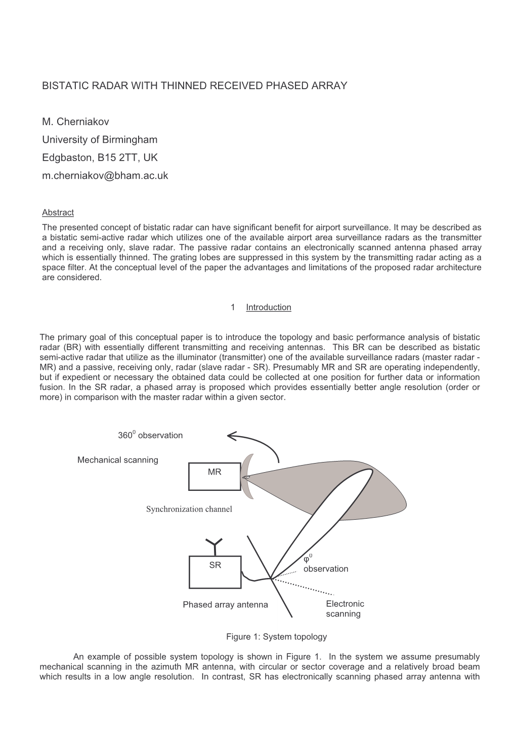 Bistatic Radar with Thinned Receiving Phased Array for Airports Surveillance