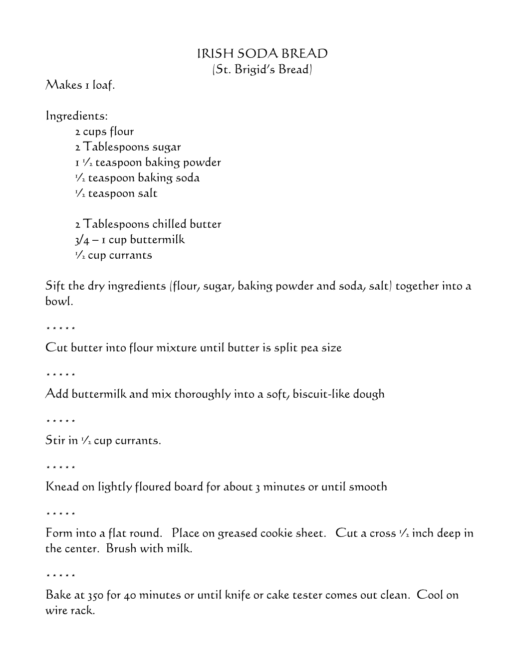 2 Cups Flour 2 Tablespoons Sugar 1 ½ Teaspoon Baking Powder ½ Teaspoon Baking Soda ½ Teaspoon Salt