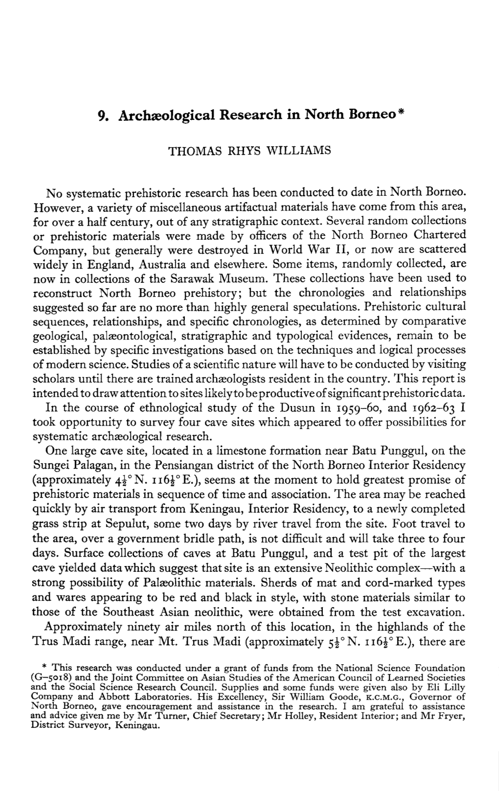 9. Archreolo~Ical Research in North Borneo*