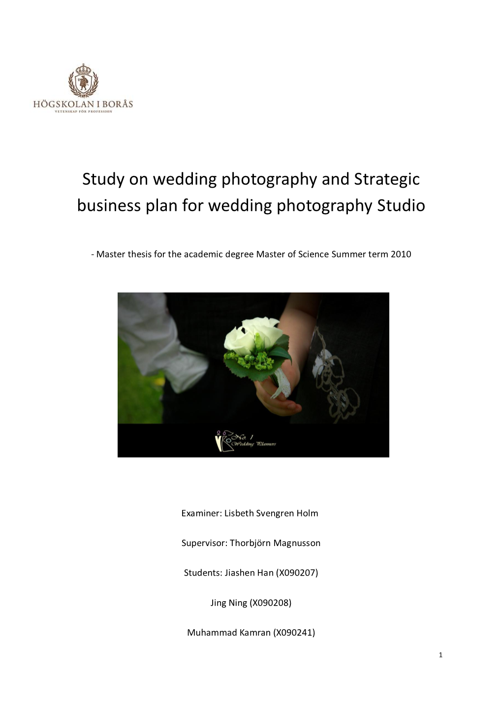 Wedding Photography and Strategic Business Plan for Wedding Photography Studio