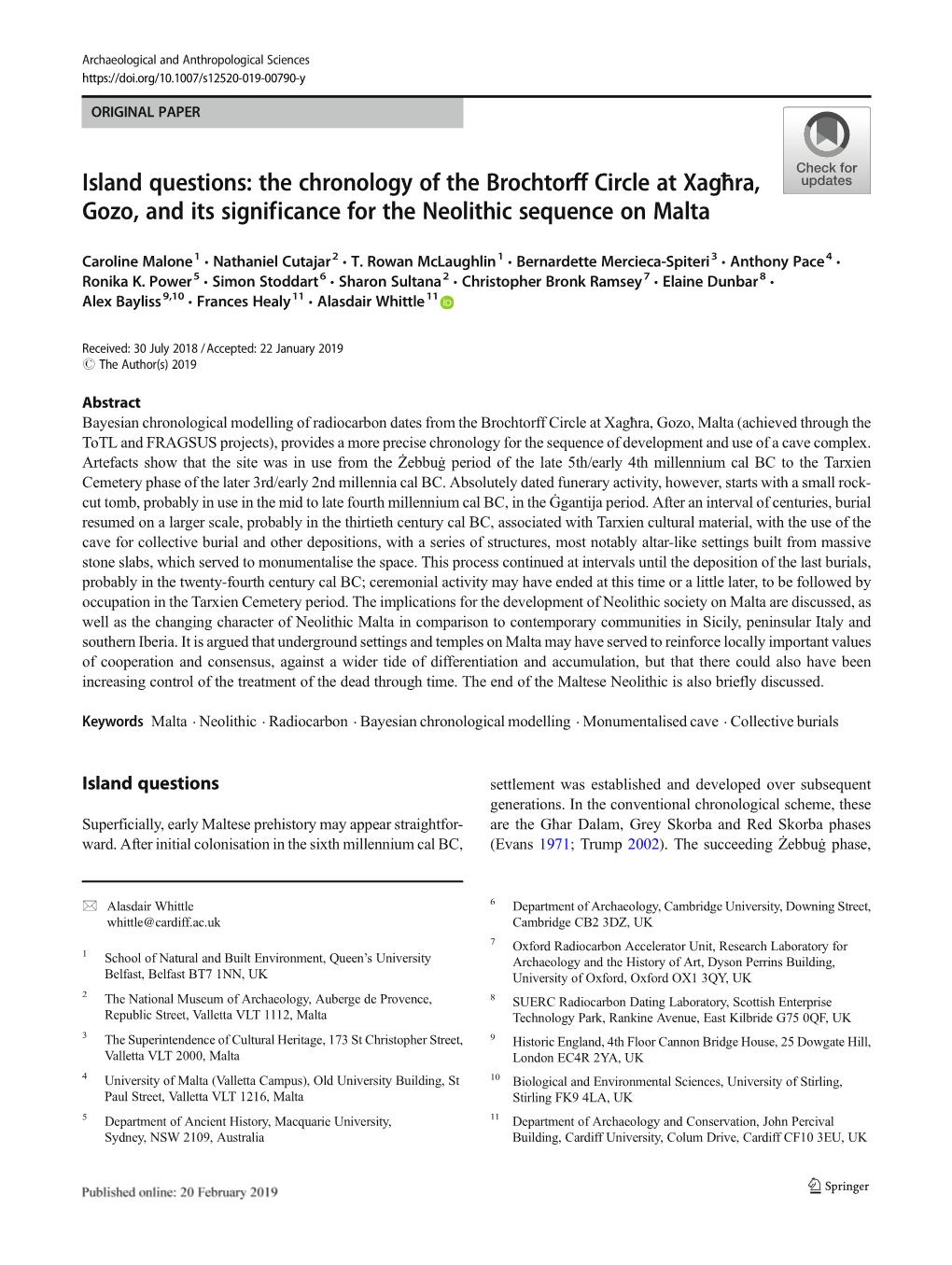 Island Questions: the Chronology of the Brochtorff Circle at Xagħra, Gozo, and Its Significance for the Neolithic Sequence on Malta