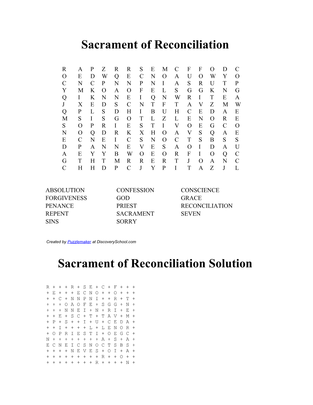 Sacrament of Reconciliation