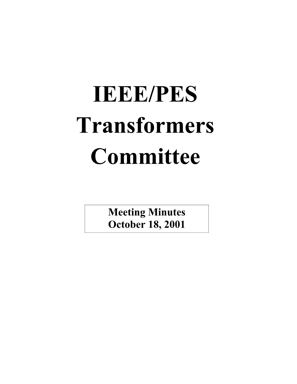 Ieee/Pes Transformers Committee