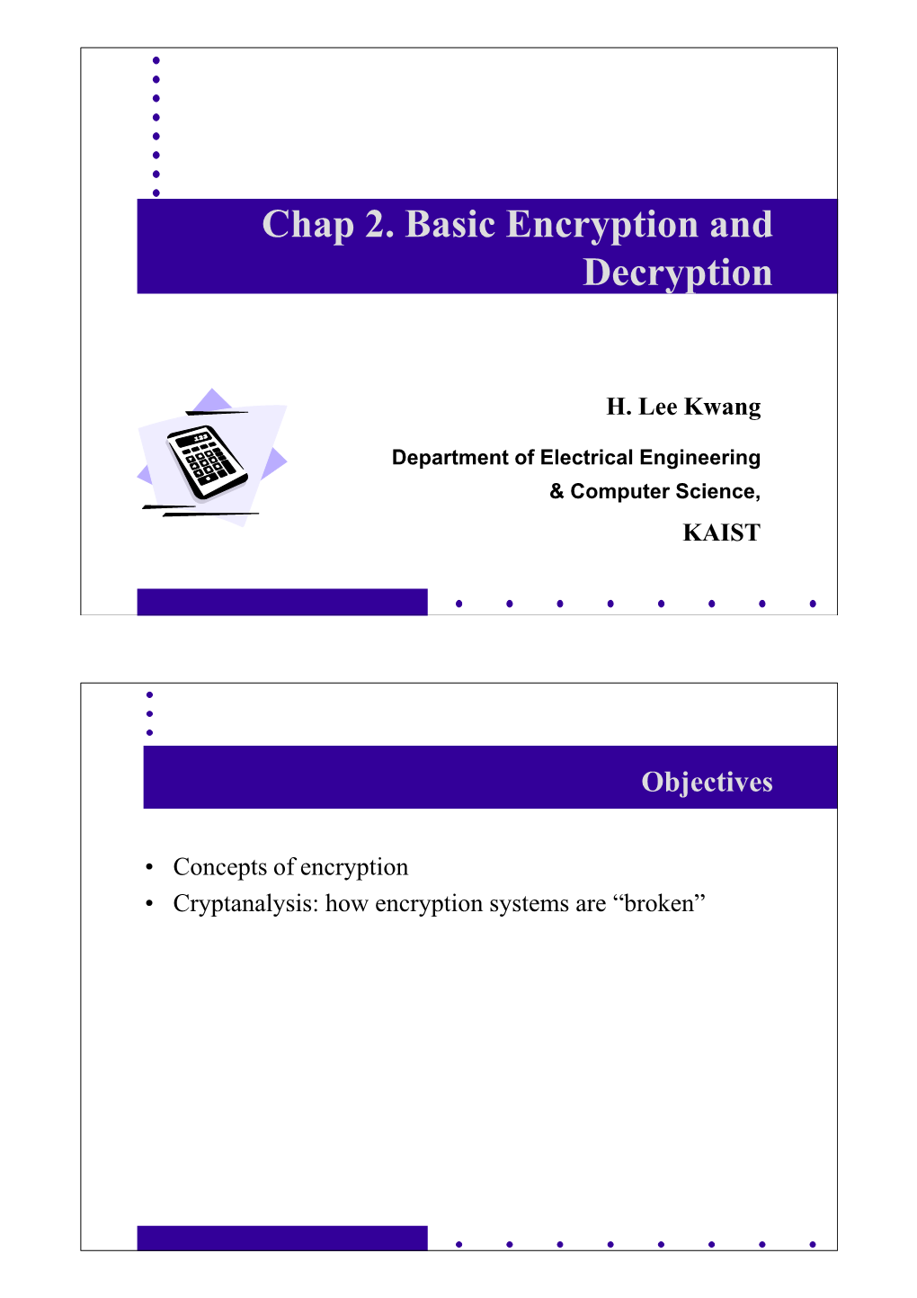 Chap 2. Basic Encryption and Decryption