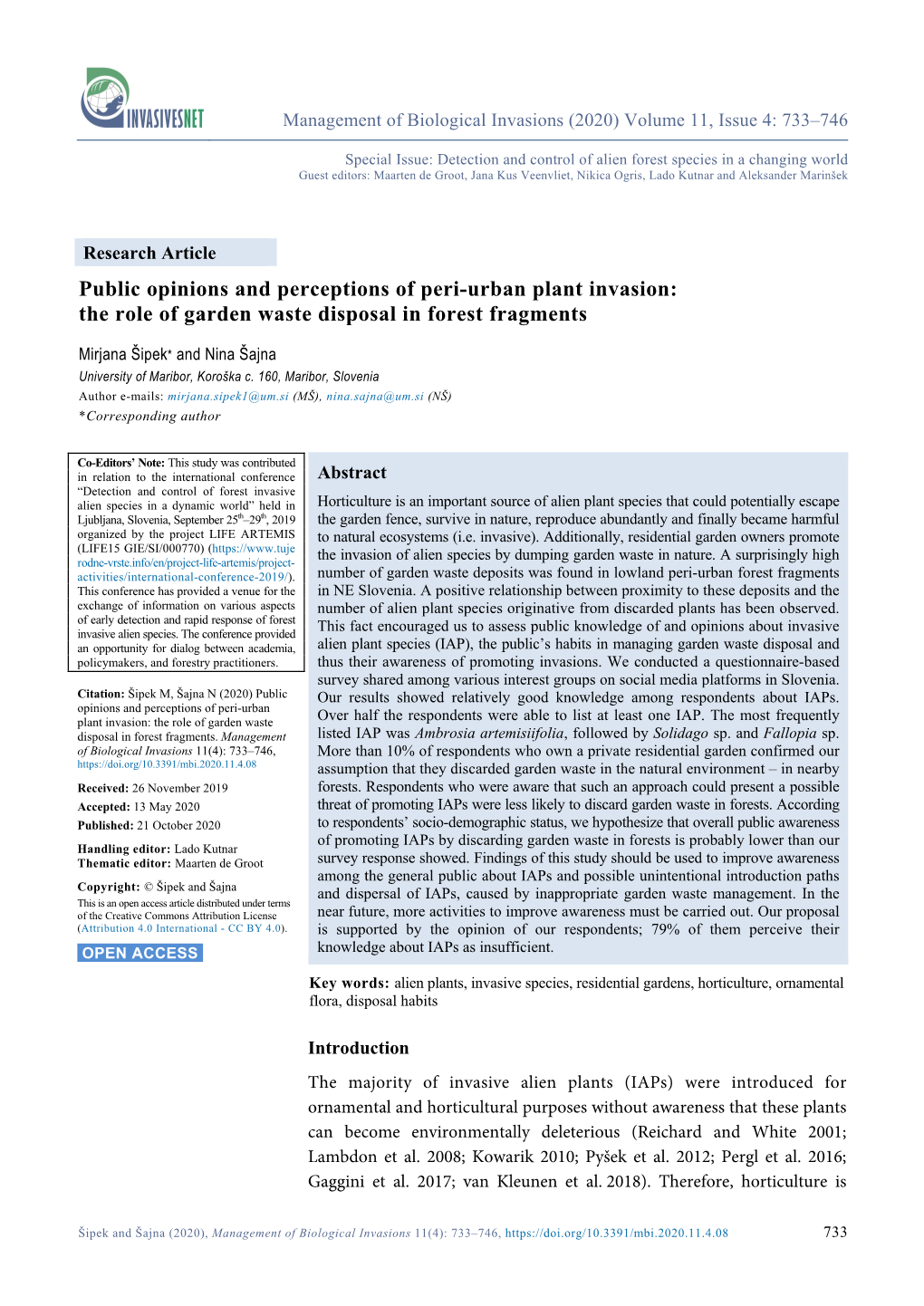 Public Opinions and Perceptions of Peri-Urban Plant Invasion: the Role of Garden Waste Disposal in Forest Fragments