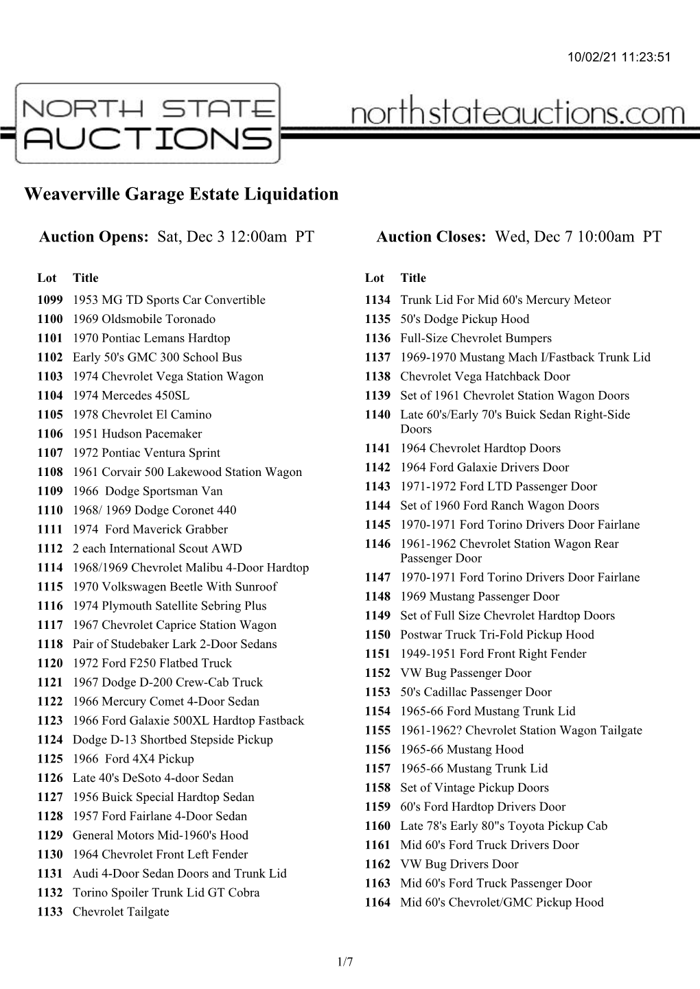 Weaverville Garage Estate Liquidation
