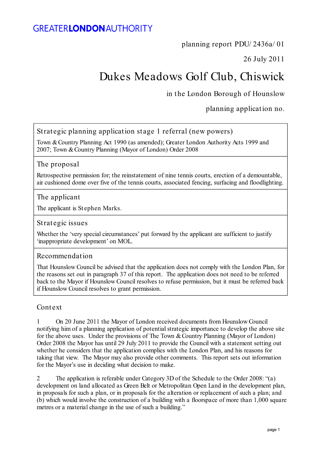 Dukes Meadows Golf Club, Chiswick