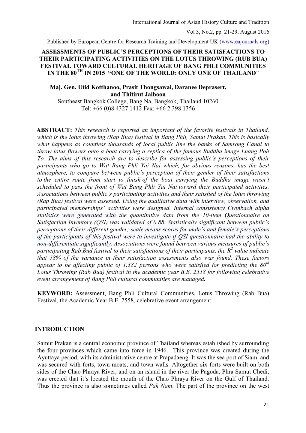 Assessments of Public's Perceptions of Their