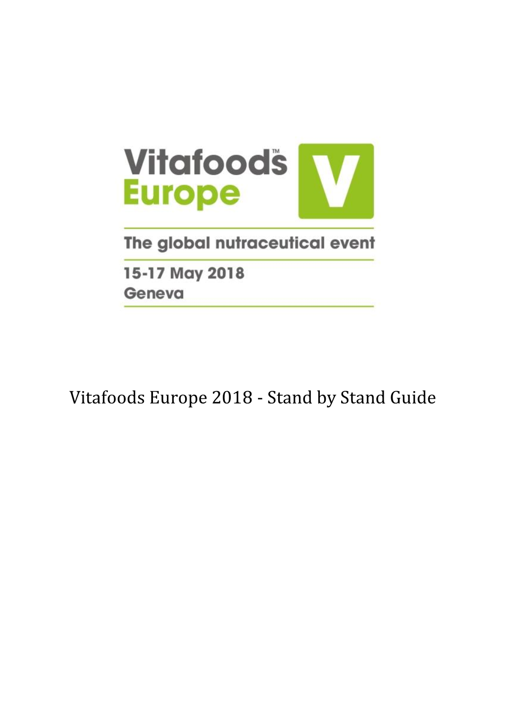 Vitafoods Europe 2018 - Stand by Stand Guide