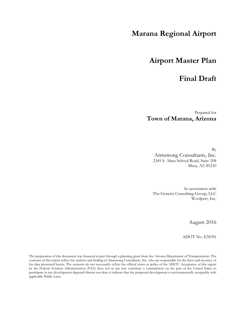 Marana Regional Airport Airport Master Plan Final Draft