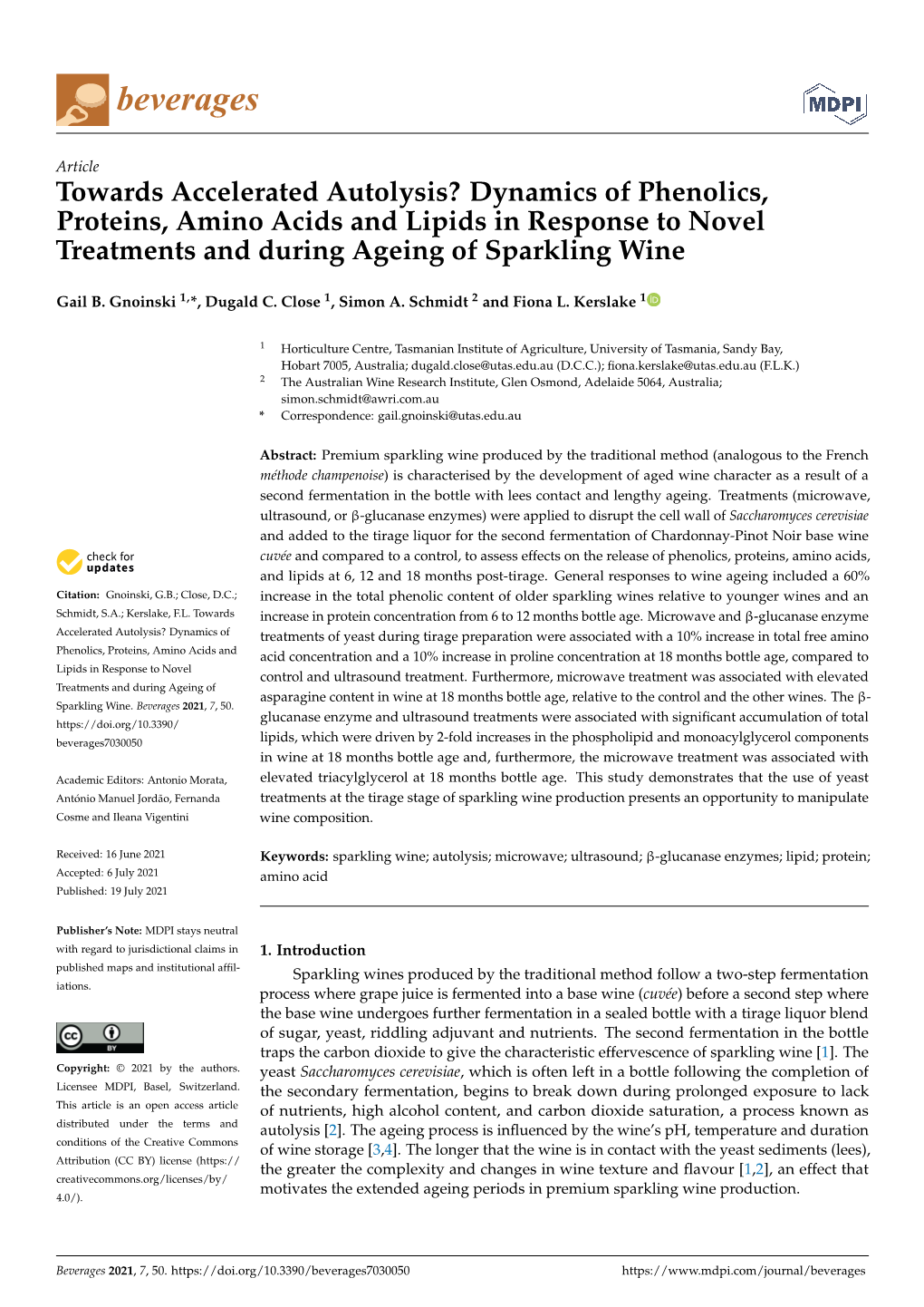 Towards Accelerated Autolysis? Dynamics of Phenolics, Proteins, Amino Acids and Lipids in Response to Novel Treatments and During Ageing of Sparkling Wine