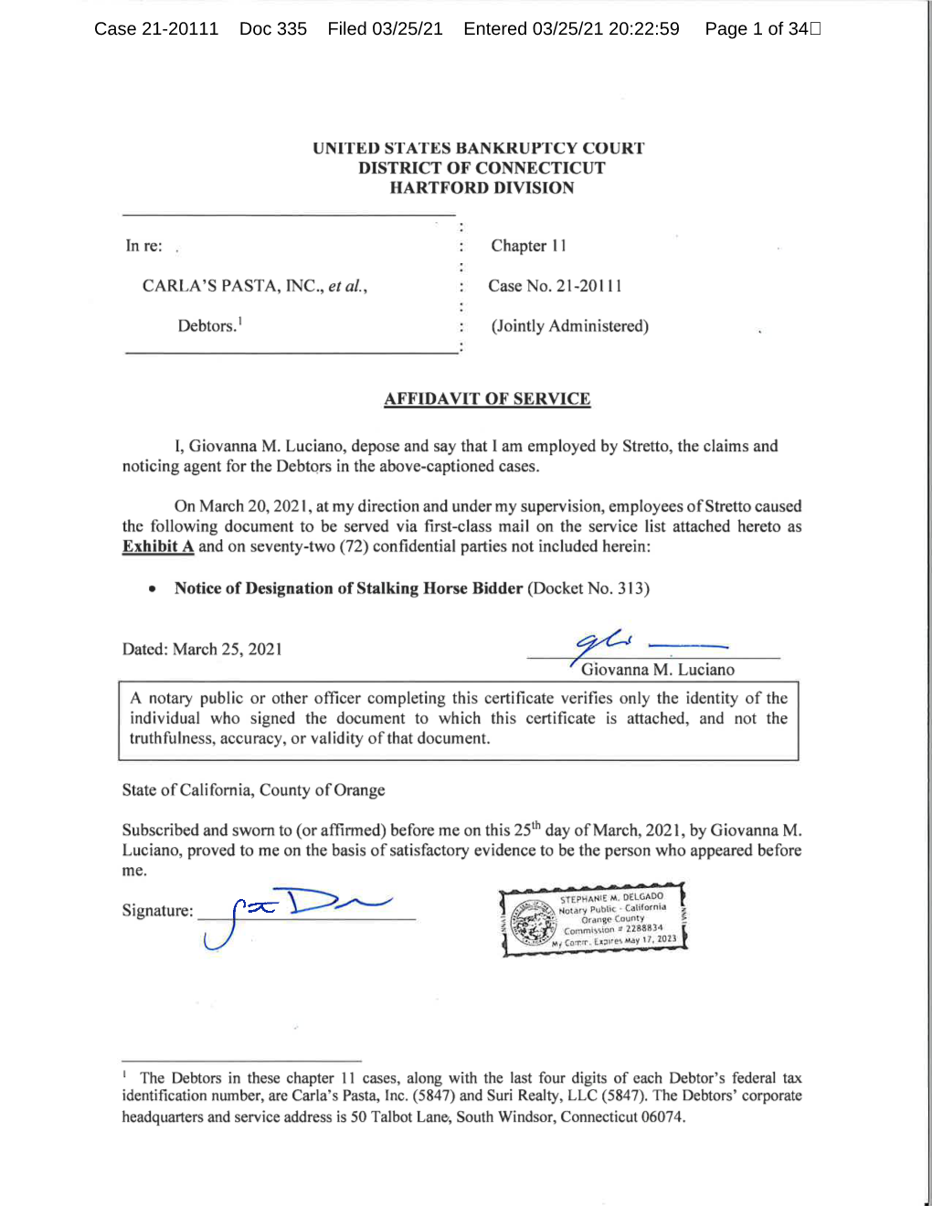 Case 21-20111 Doc 335 Filed 03/25/21 Entered 03/25/21 20:22:59 Page 1 of 34