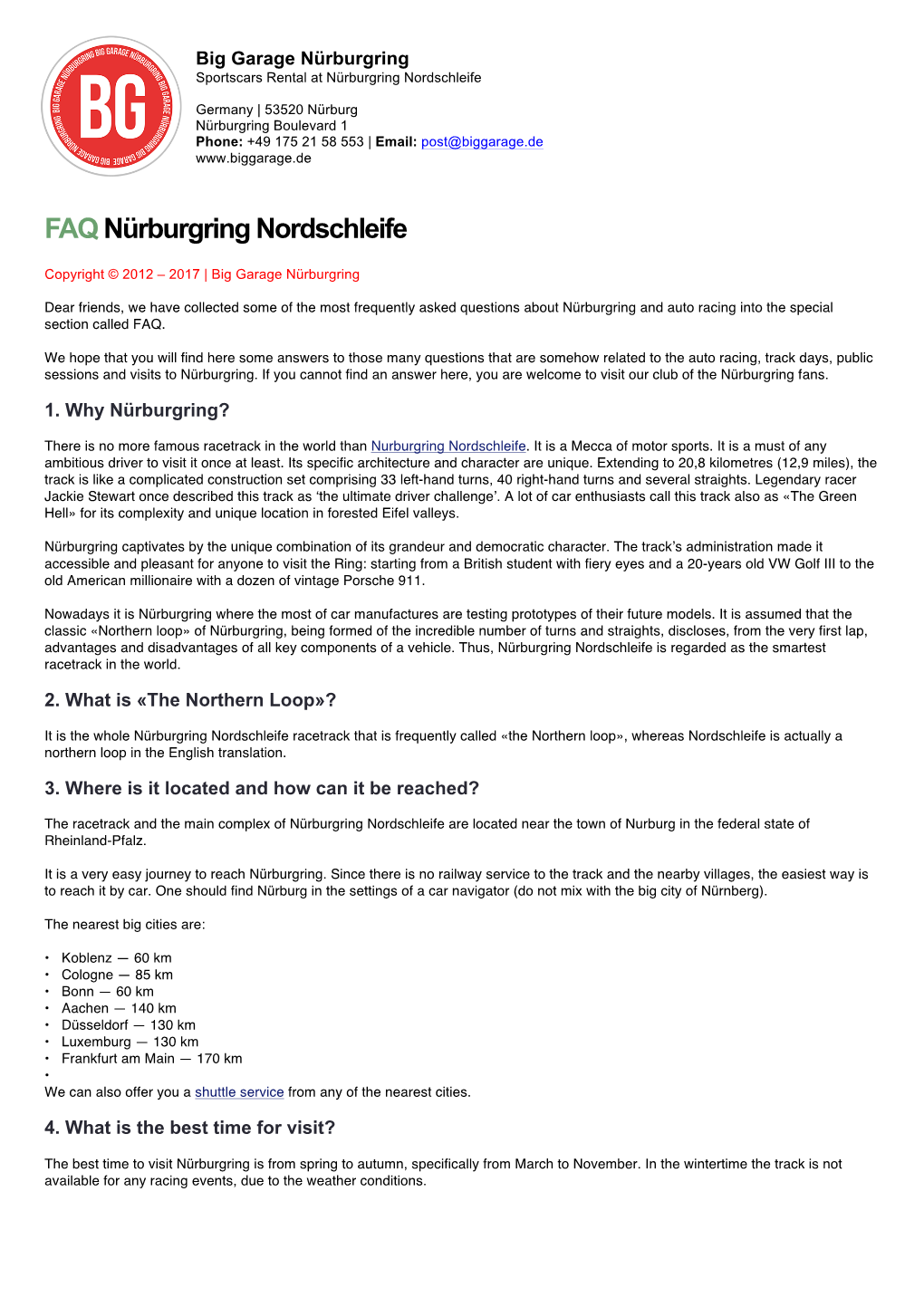 FAQ Nürburgring Track