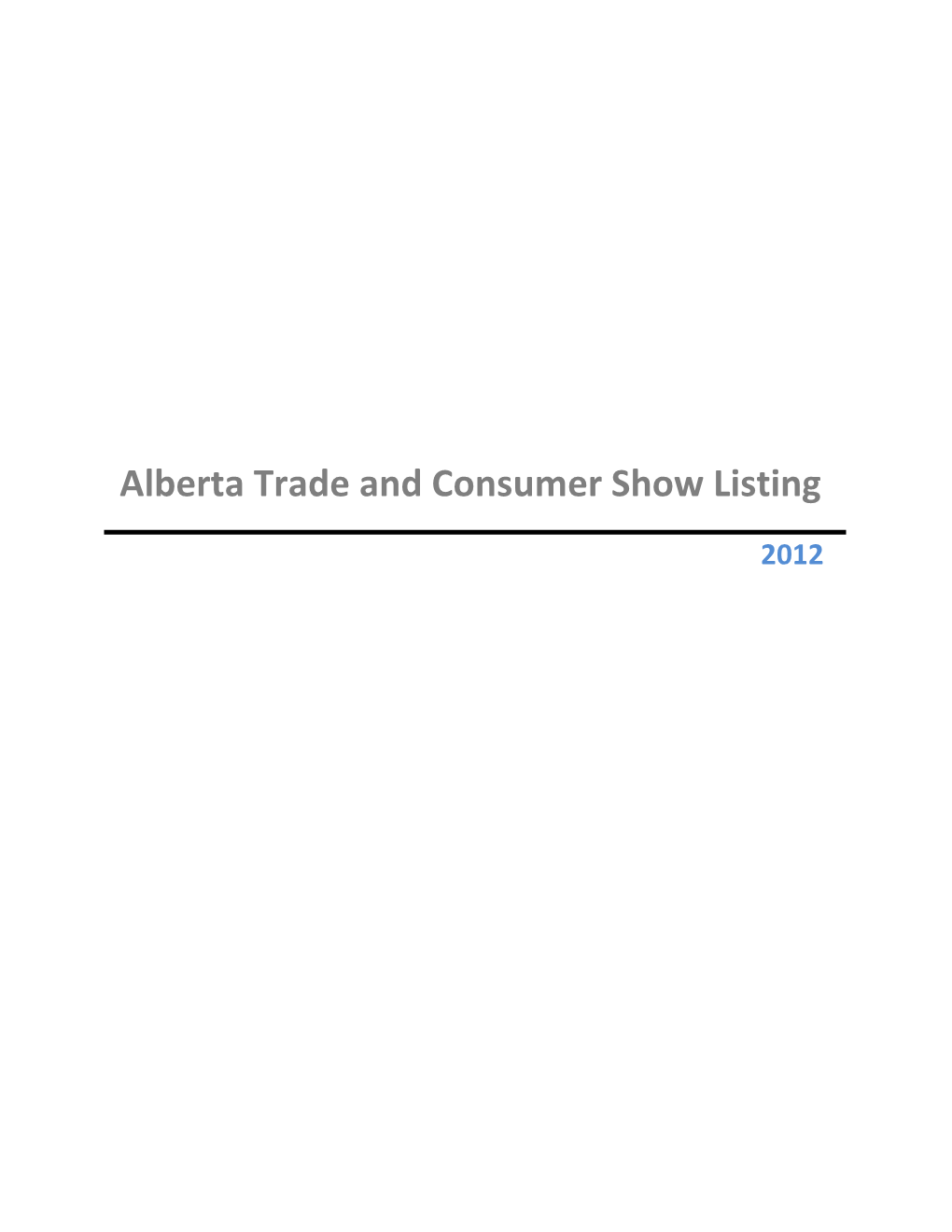 Alberta Trade Show Listing