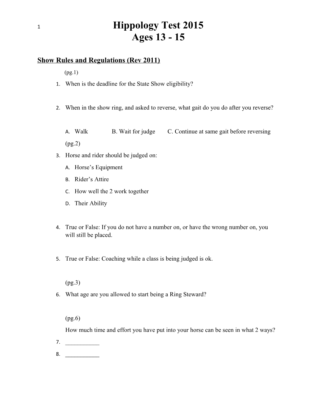 Show Rules and Regulations (Rev 2011)