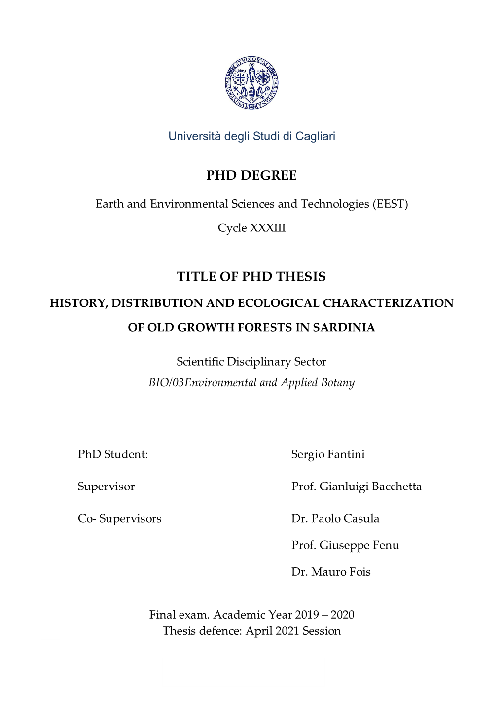 Phd Degree Title of Phd Thesis