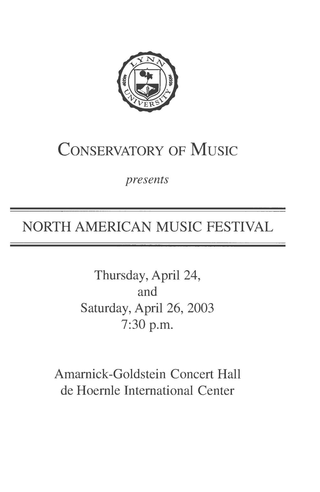 2002-2003 North American Music Festival: Student