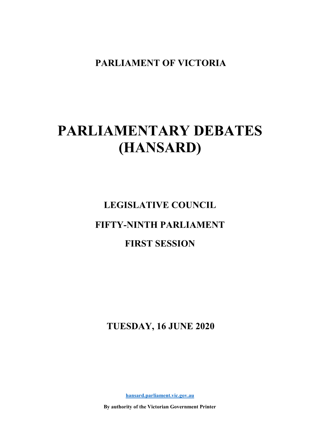 Parliamentary Debates (Hansard)