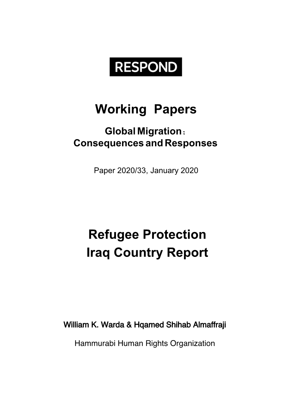 Refugee Protection Iraq Country Report Working Papers