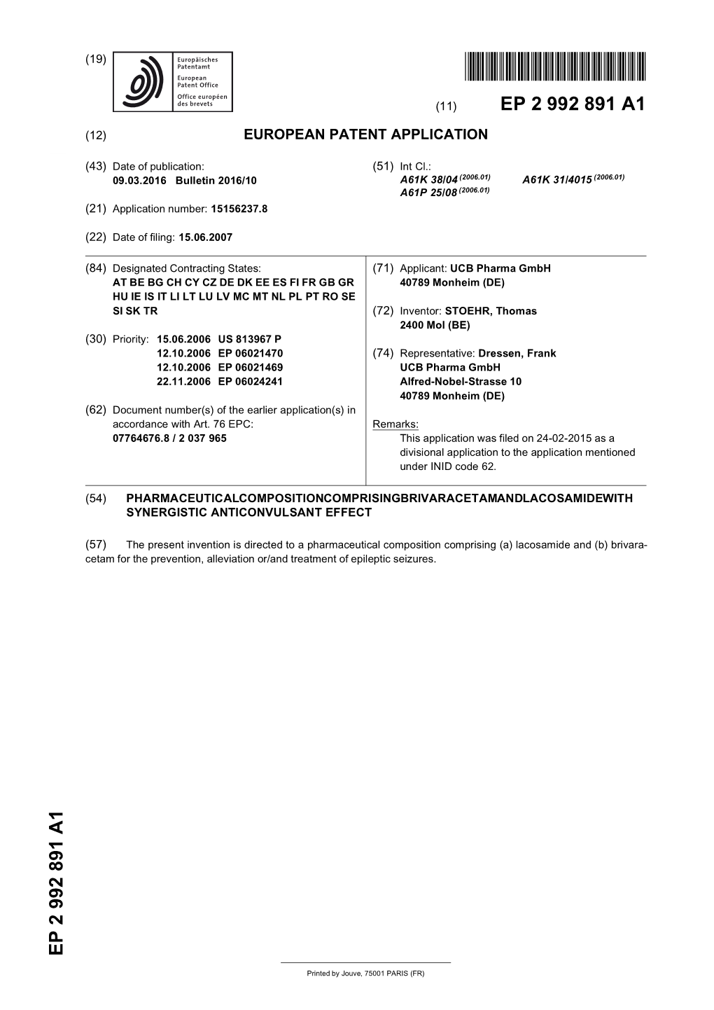 Pharmaceutical Composition Comprising Brivaracetam and Lacosamide with Synergistic Anticonvulsant Effect