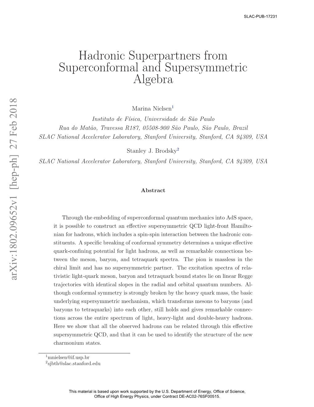 Hadronic Superpartners from Superconformal And