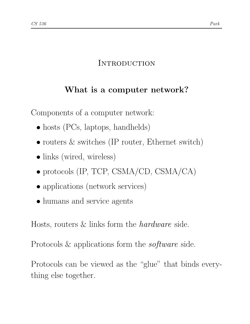 Components of a Computer Network